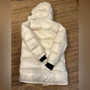 White Puffer Jacket with Black Cuffs